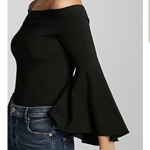 Express off the shoulder flutter sleeve top